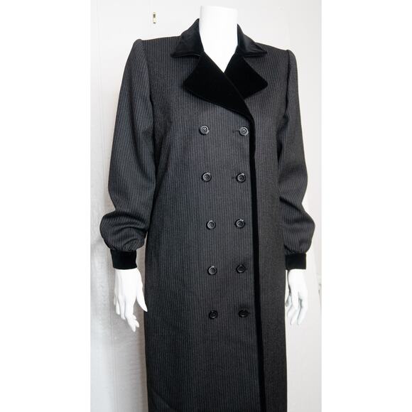 GIVENCHY NOUVELLE BOUTIQUE Vintage '80s Wool Double Breast Pinstripe Overcoat 36 - Picture 4 of 13